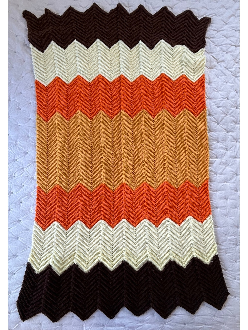 Handmade Crochet Chevron Afghan 54x34 Cottagecore (tb1/cp18)
